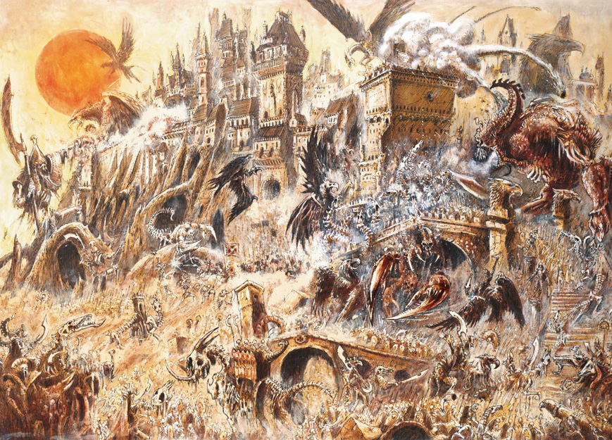 John Blanche artwork, a sprawling siege of the Empire
